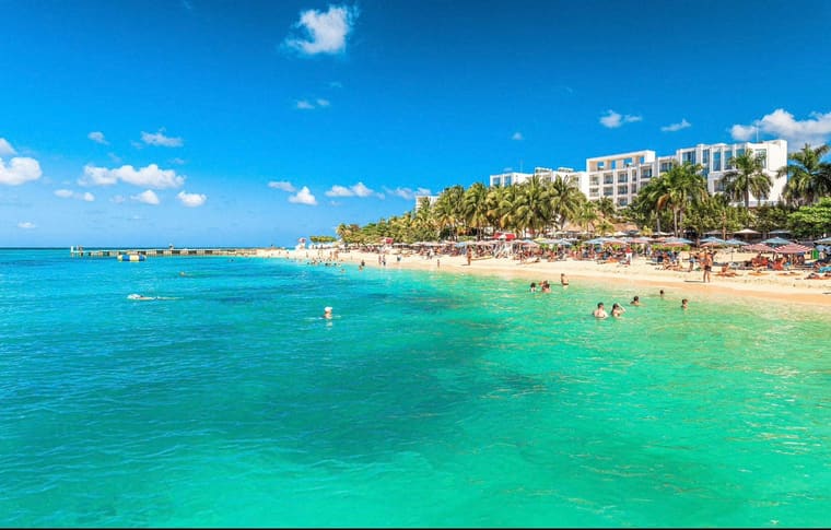 The beach along the strip, Montego Bay