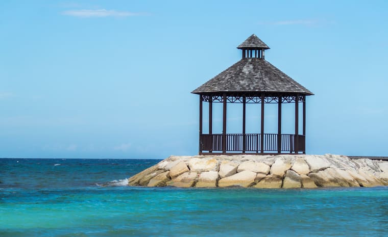 A jetty and gazebo on the bay